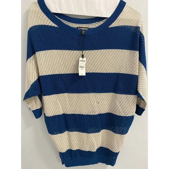 EXPRESS WOMEN’S TOP SIZE SMALL - CREAM & BLUE - GREAT CONDITION - Picture 2 of 5
